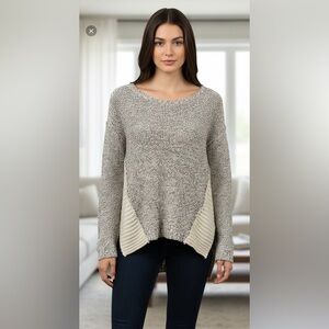 Razzle Dazzle Hi-Low Sweater Marled Knit Brown & Cream L